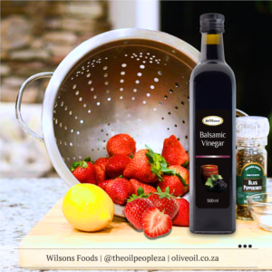 Fresh strawberries drizzled with balsamic vinegar.